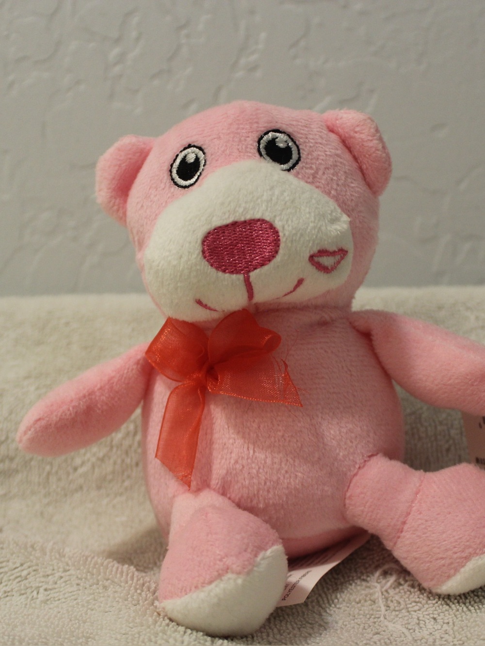 5" Sitting Pink Panther Plush with Red Bow - Cute Heart Detail